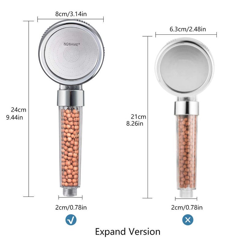 Nosame Shower Head, Filter Filtration High Pressure Water Saving 3 Mode Function Spray Handheld Showerheads 1.6 GPM for Hair & Skin - Image 5